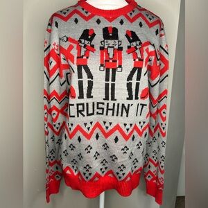 Fifth Sun Men's Crewneck Christmas Sweater - Red and Gray